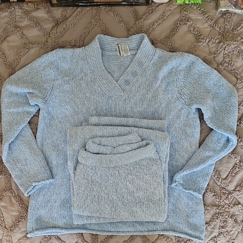 New Directions Light Blue Knit Pajama Set